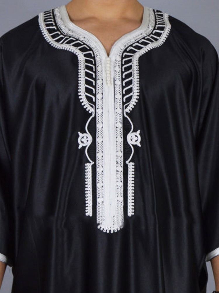 Imprimir Camisa Masculina Solta Em Bloco De Cor Étnica