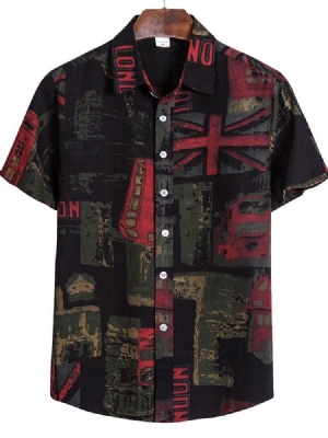 Imprimir Camisa Solta Masculina Coreana De Lapela
