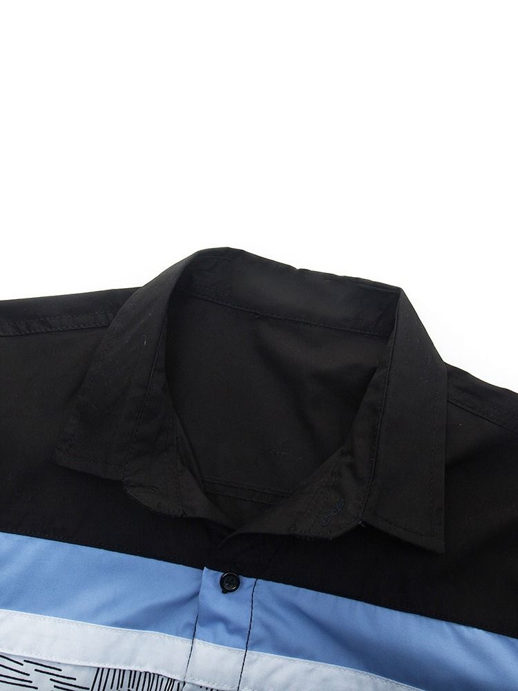 Imprimir Lapela De Peito Único Manga Curta Camisa Slim Masculina