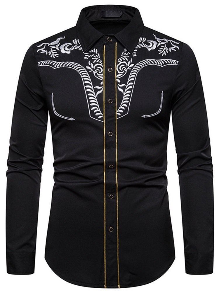 Imprimir Plant Lapel Camiseta Single-breasted Outono Masculino