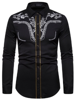 Imprimir Plant Lapel Camiseta Single-breasted Outono Masculino