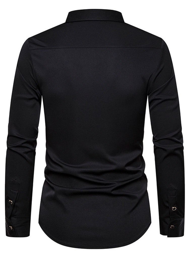 Imprimir Plant Lapel Camiseta Single-breasted Outono Masculino