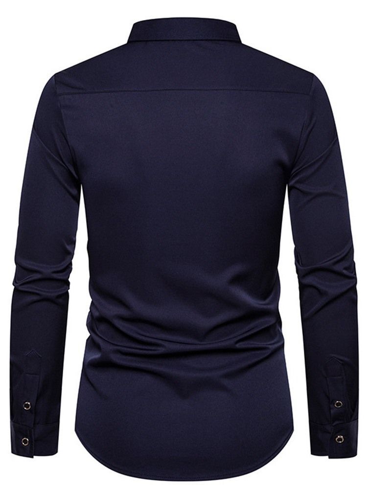 Imprimir Plant Lapel Camiseta Single-breasted Outono Masculino