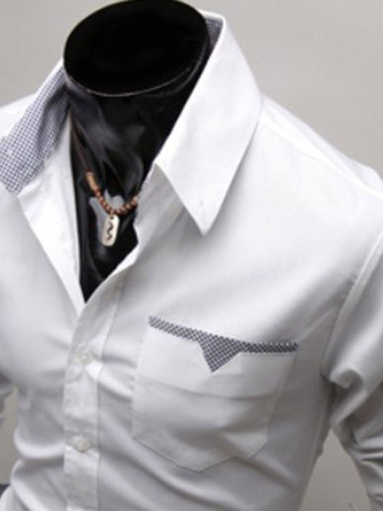 Lapel Color Block Casual Slim Masculino Camisa De Verão