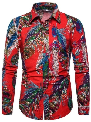 Lapela Casual Color Block Single-breasted Masculino Camisa Slim