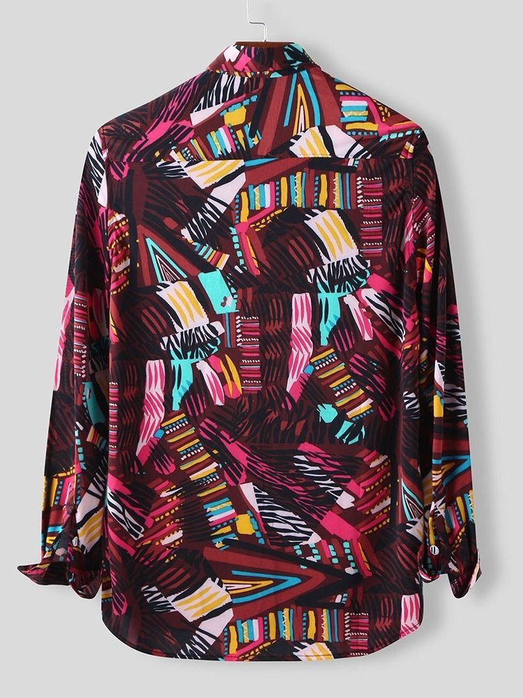 Lapela Color Block Button Camisa Masculina De Peito Único