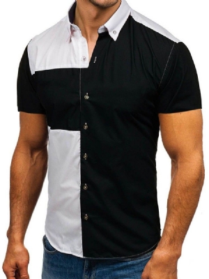 Lapela Color Block Casual Slim Tripla Camisa Masculina