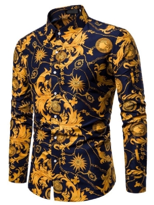 Lapela Masculina Floral Casual Feminina Camisa Fina De Primavera