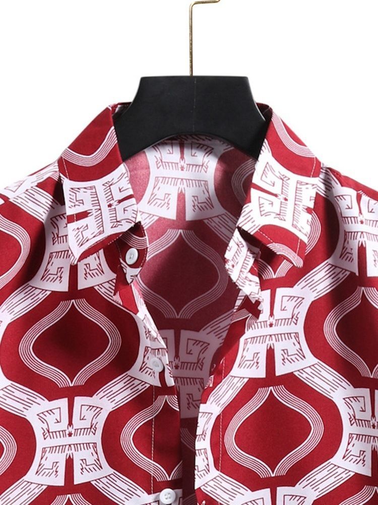 Patchwork Lapela Casual Casual Outono Camisa Masculina