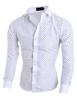 Roupas Masculinas Polka Dots Star Impresso Camisa Slim Fit