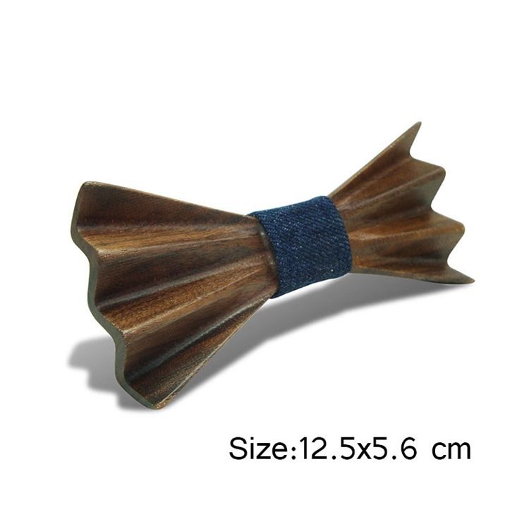 Gravata Borboleta Ondulada Masculina De Madeira