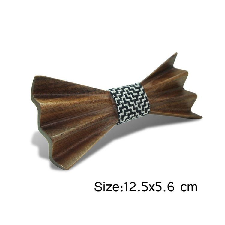 Gravata Borboleta Ondulada Masculina De Madeira