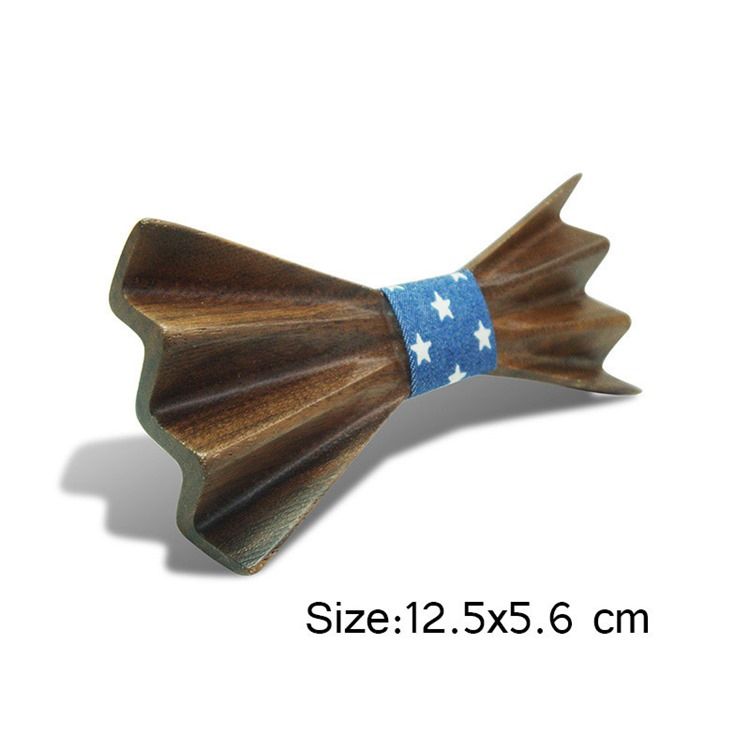 Gravata Borboleta Ondulada Masculina De Madeira