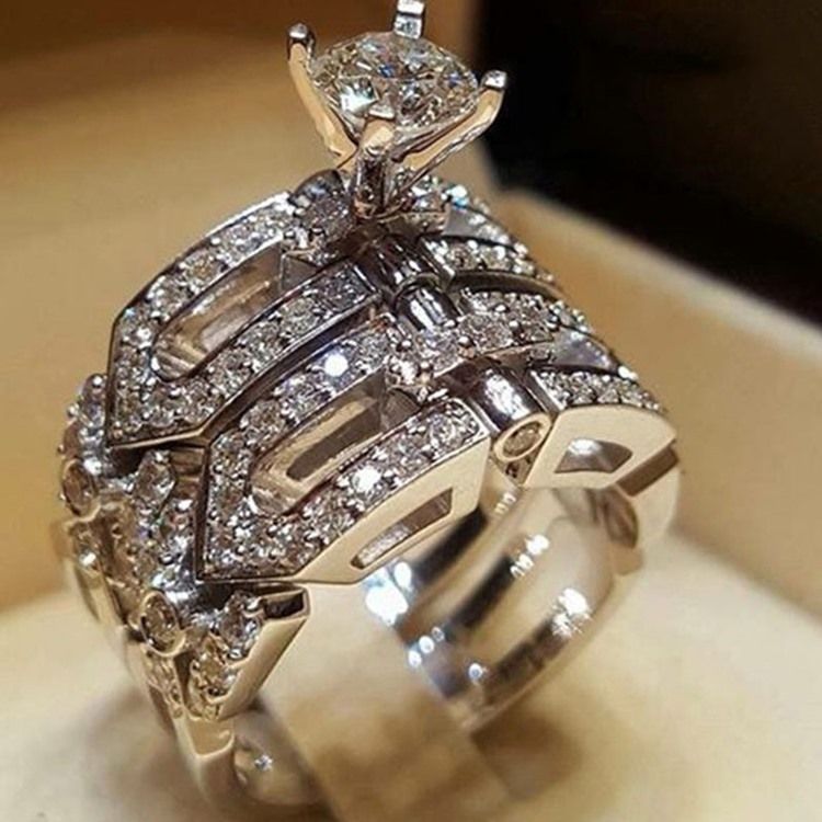 Anéis Diamante Românticos Para Festa
