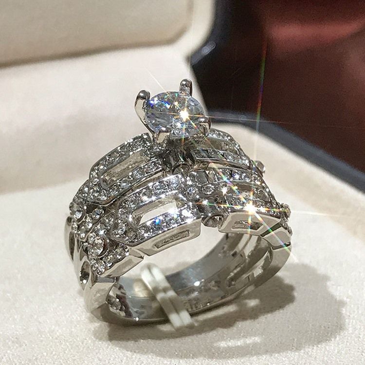 Anéis Diamante Românticos Para Festa