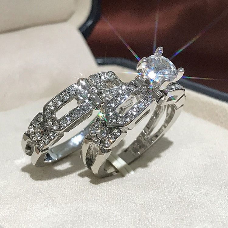 Anéis Diamante Românticos Para Festa