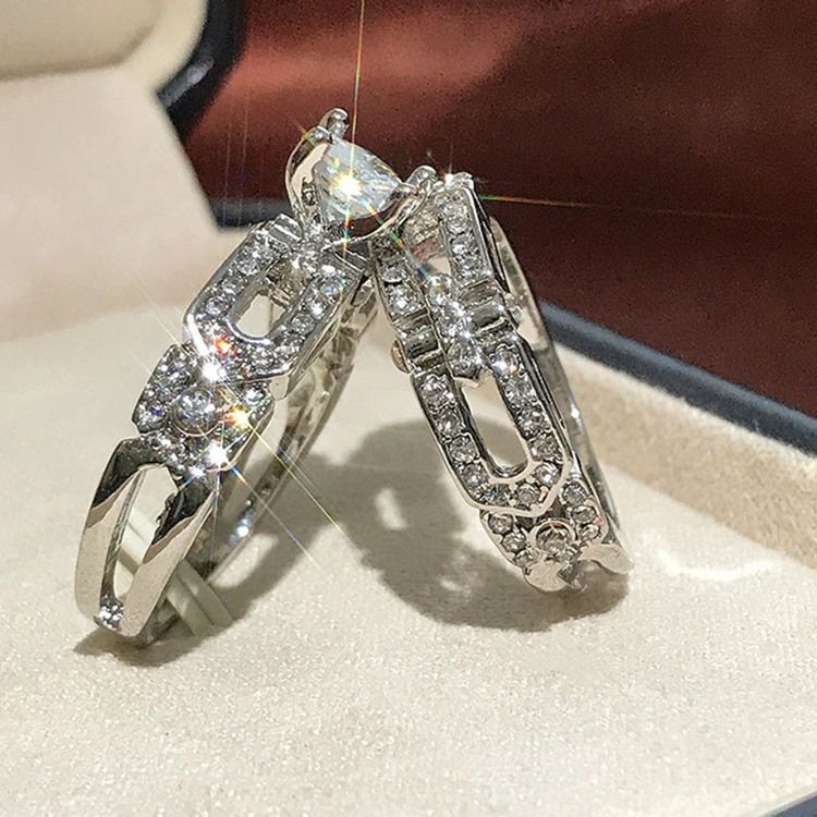 Anéis Diamante Românticos Para Festa