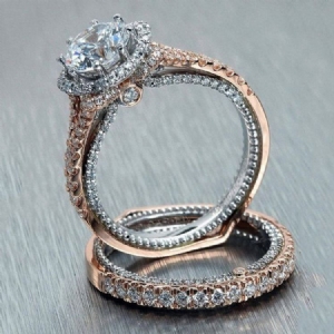 Anel De Casamento De Strass De Bronze