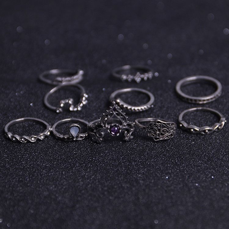 Anel Moderno Crown De 10 Peças Para Mulheres