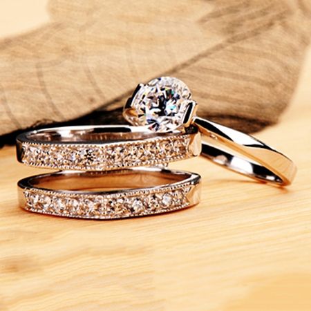 Conjunto Exquisite Oito Corações Oito Setas Nscd Anel De Noivado Com Diamante