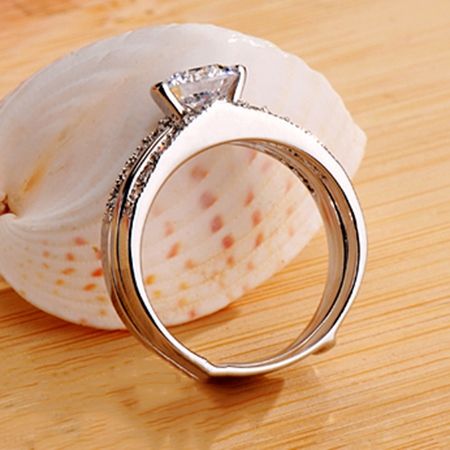 Conjunto Exquisite Oito Corações Oito Setas Nscd Anel De Noivado Com Diamante