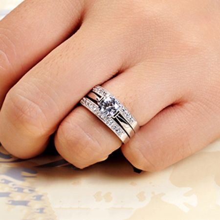 Conjunto Exquisite Oito Corações Oito Setas Nscd Anel De Noivado Com Diamante