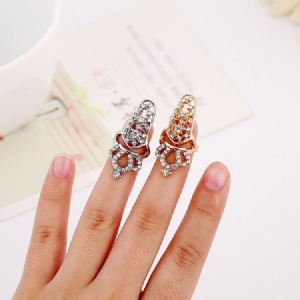 Crown Hollow Out Anel De Unha Feminina Crown