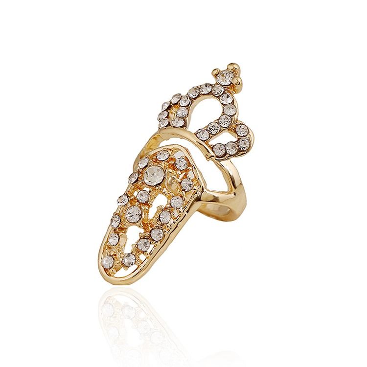 Crown Hollow Out Anel De Unha Feminina Crown