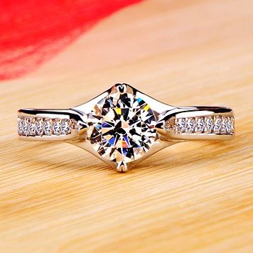 Delicate Round Cut Nscd Diamond D1.00 CT Promise Anel De Casamento