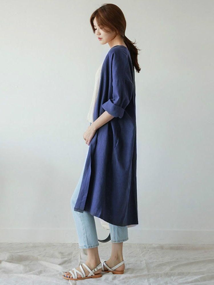 Casaco Feminino Casual De Manga Comprida Outono Liso