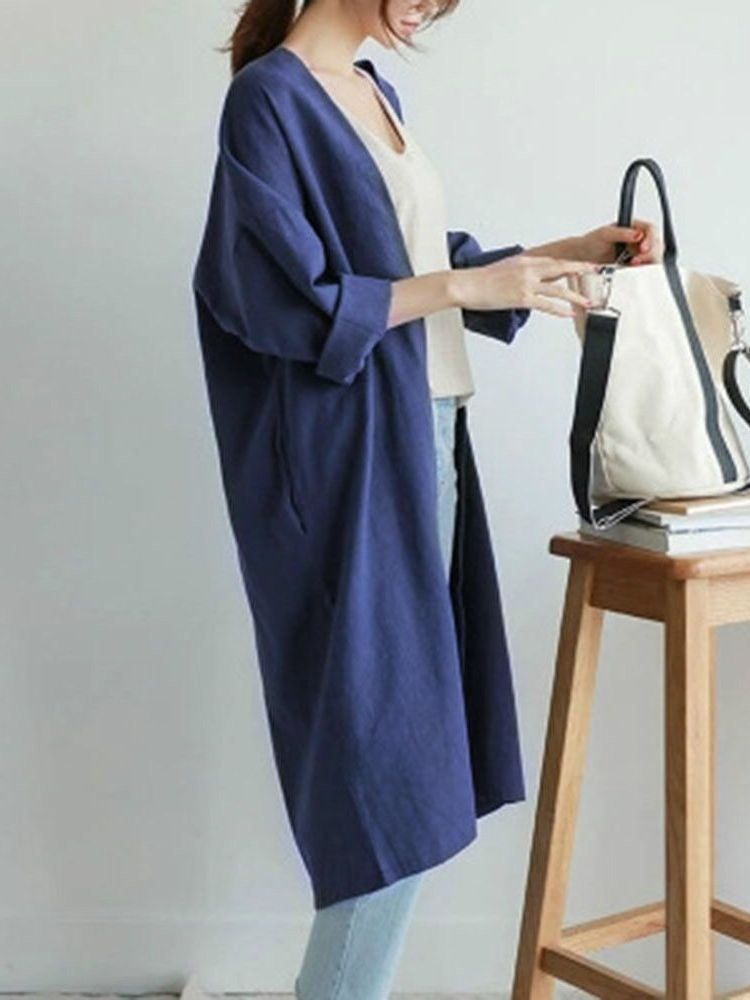 Casaco Feminino Casual De Manga Comprida Outono Liso