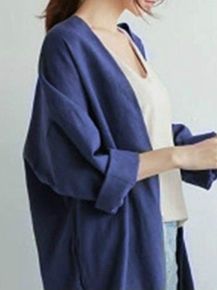 Casaco Feminino Casual De Manga Comprida Outono Liso