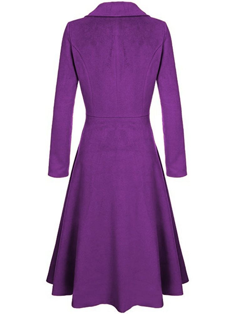 Casaco Feminino Com Lapela Entalhada Casual Longo Liso