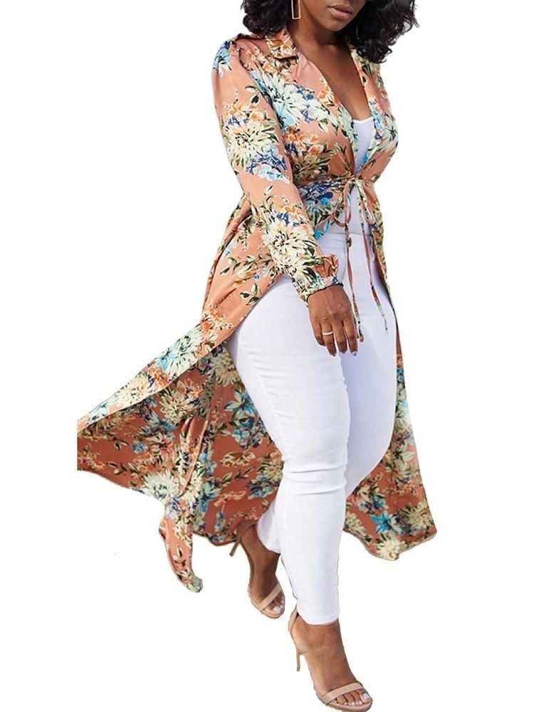 Casaco Feminino Com Renda Longa Lapela Entalhada E Lapela Regular Casual