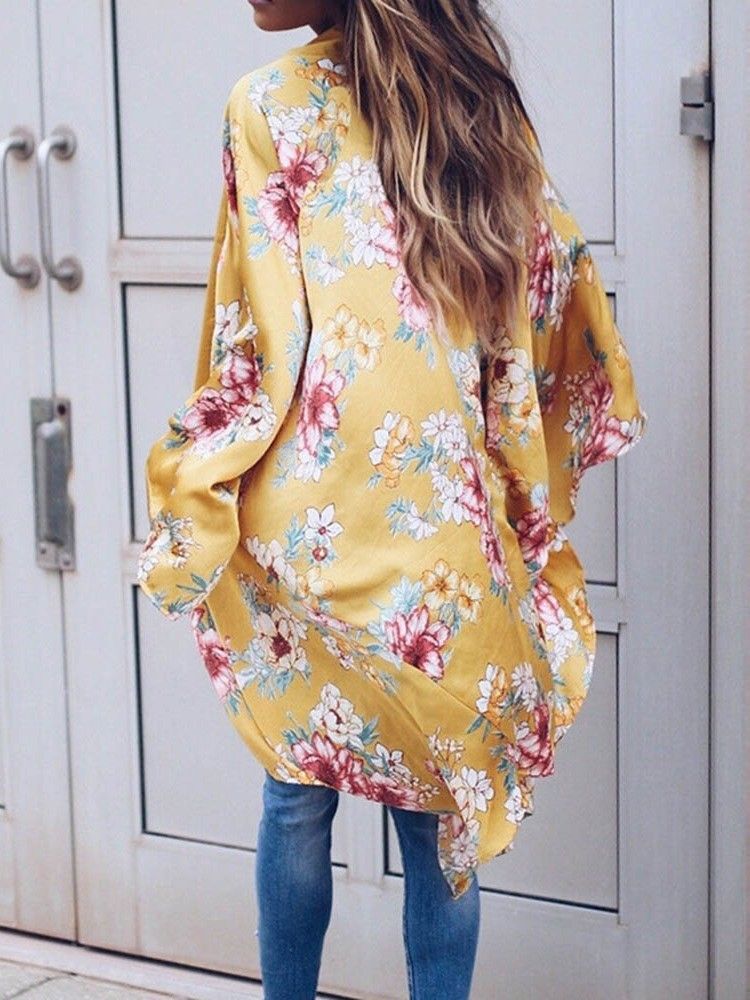 Casaco Feminino Embrulhado Com Estampa De Viagem Casual