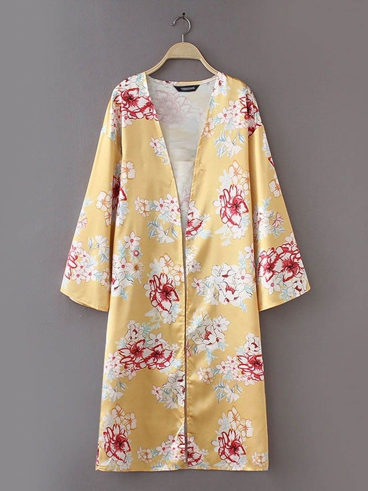 Casaco Feminino Embrulhado Com Estampa De Viagem Casual