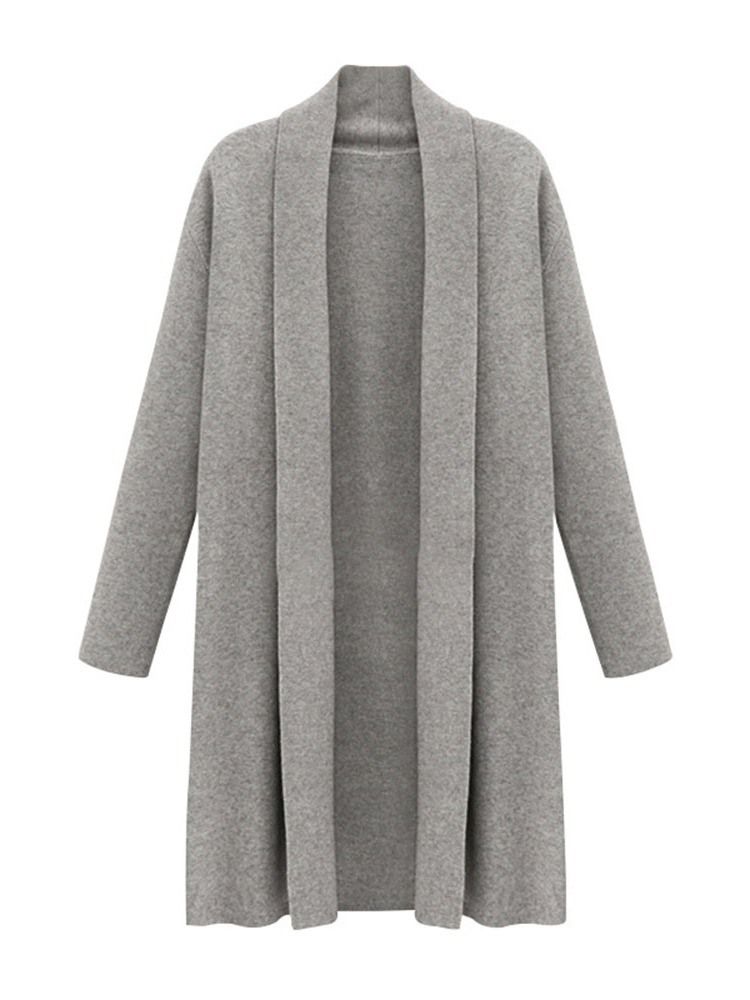 Casaco Feminino Embrulhado De Lapela Longa Longa Casual De Inverno
