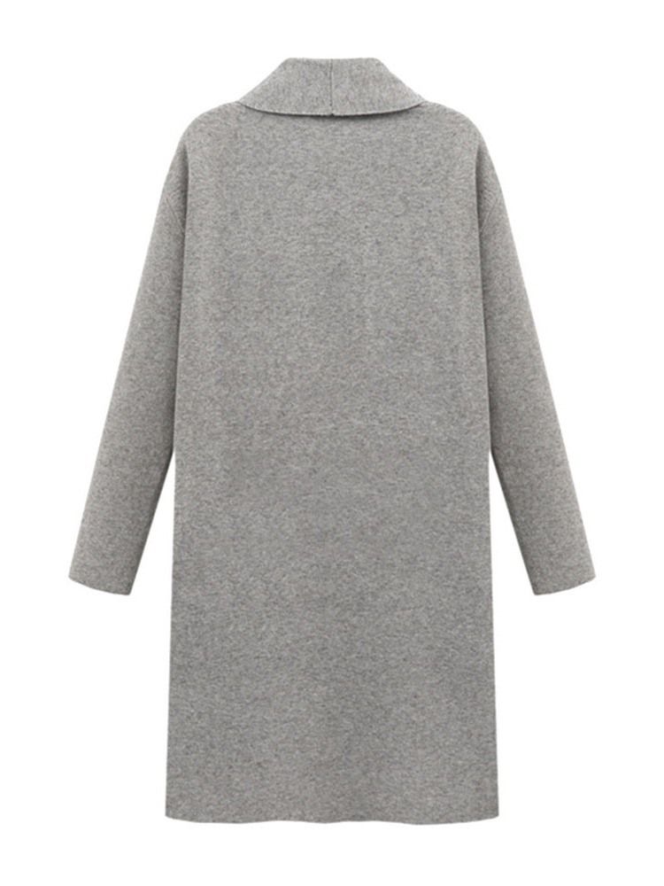 Casaco Feminino Embrulhado De Lapela Longa Longa Casual De Inverno