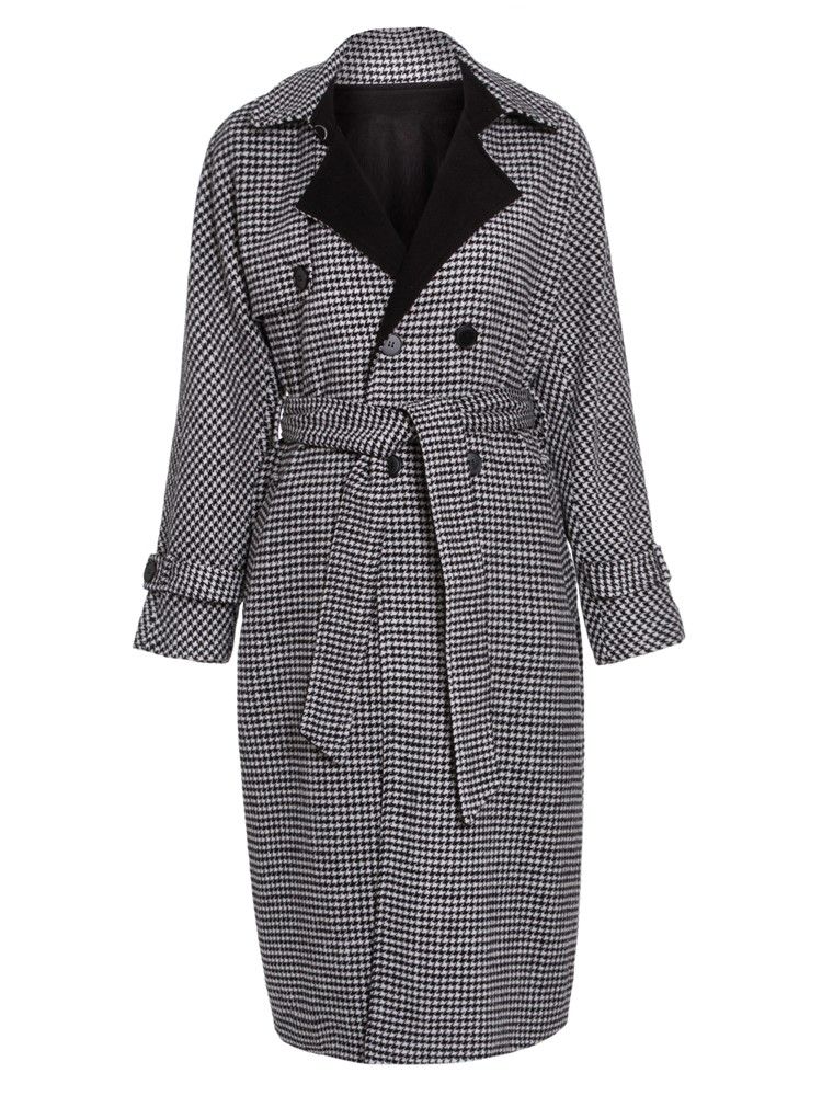 Casaco Feminino De Lapela De Cashmere Com Peito Duplo