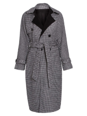 Casaco Feminino De Lapela De Cashmere Com Peito Duplo