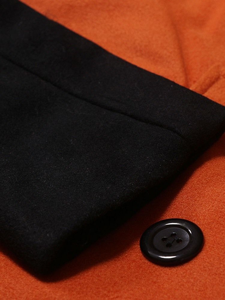 Casaco Fino De Inverno Masculino Com Retalhos De Lapela De Comprimento Médio