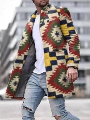 Casaco Fino De Inverno Masculino De Comprimento Médio Colorido