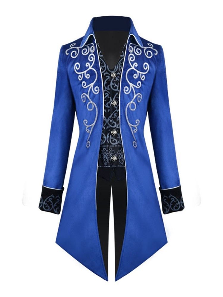 Casaco Fino De Lapela De Patchwork Masculino Longo Com Peito Único