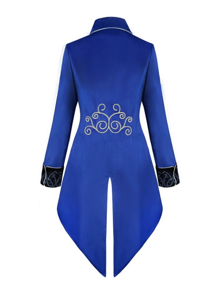 Casaco Fino De Lapela De Patchwork Masculino Longo Com Peito Único