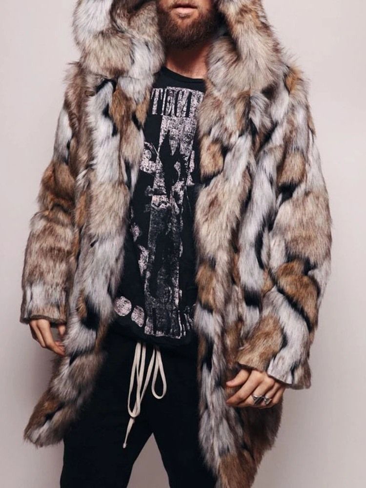 Casaco De Inverno Europeu De Comprimento Médio Com Capuz Masculino