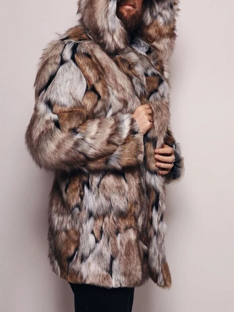 Casaco De Inverno Europeu De Comprimento Médio Com Capuz Masculino