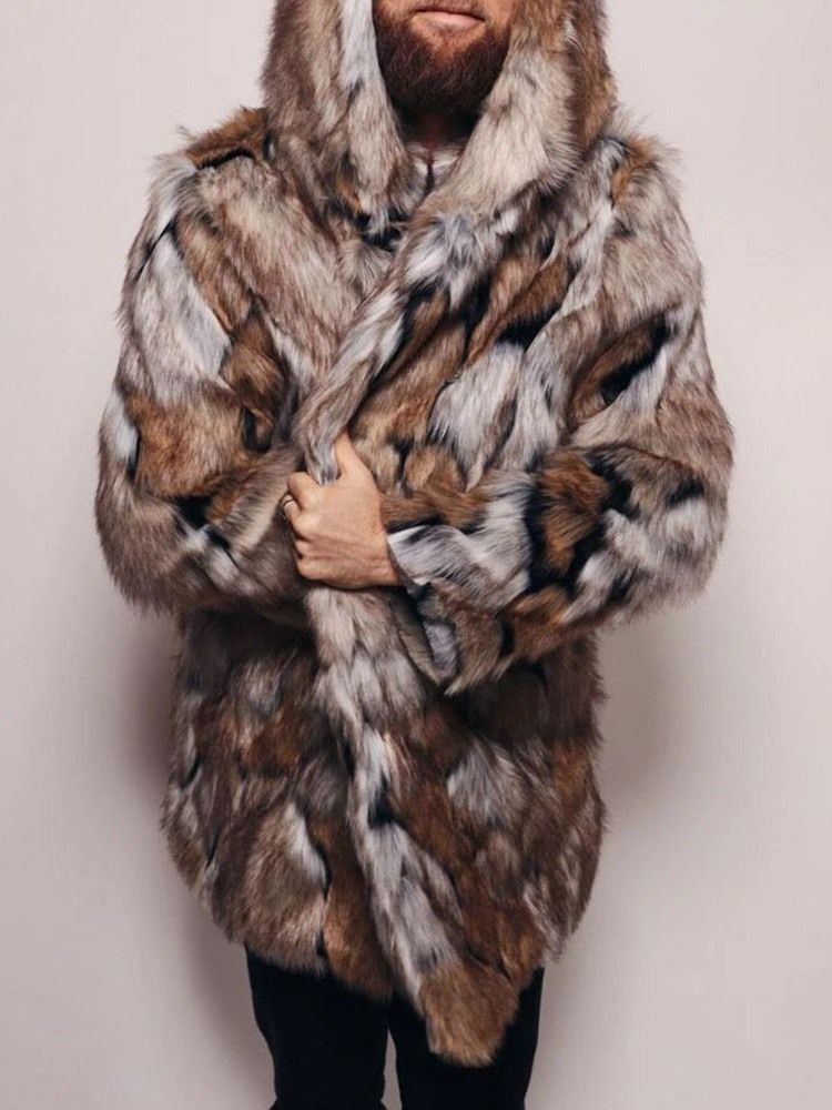 Casaco De Inverno Europeu De Comprimento Médio Com Capuz Masculino