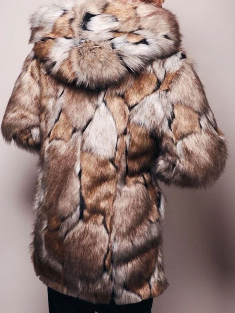 Casaco De Inverno Europeu De Comprimento Médio Com Capuz Masculino