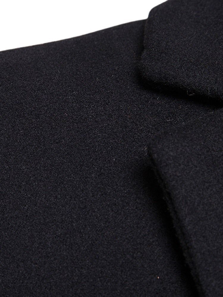 Casaco De Inverno Liso Masculino Com Lapela Entalhada Comprimento Médio