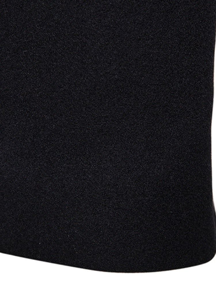 Casaco De Inverno Liso Masculino Com Lapela Entalhada Comprimento Médio